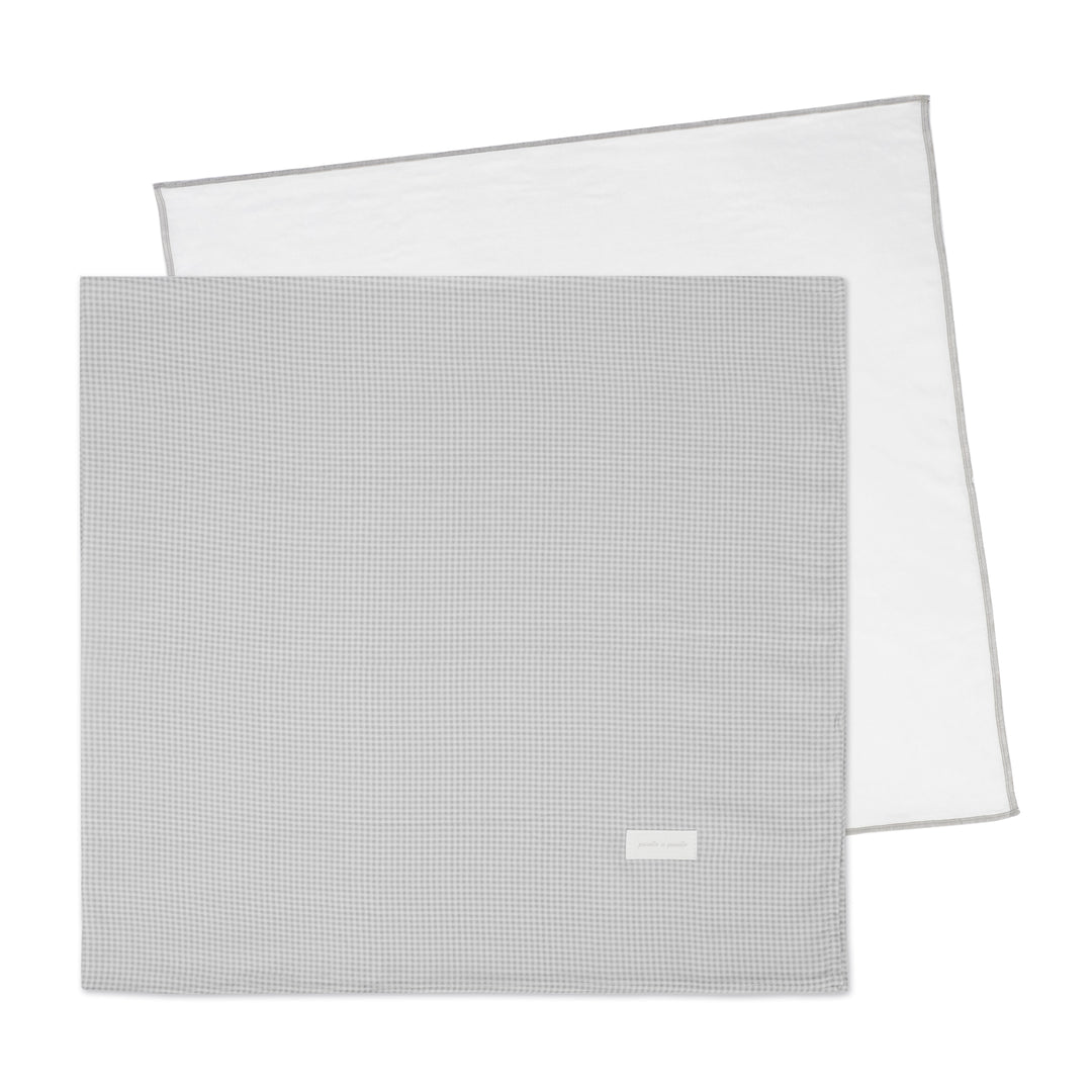 Pasito a Pasito - Muslin Cloth Set - Little Bloom Vichy Grey (2 Pack) - Mabel & Fox