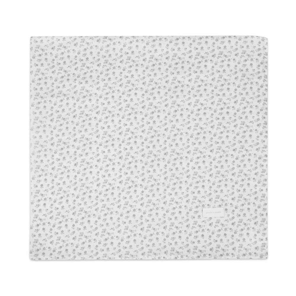 Pasito a Pasito - Muslin Swaddle - Little Bloom Flowers Grey - Mabel & Fox