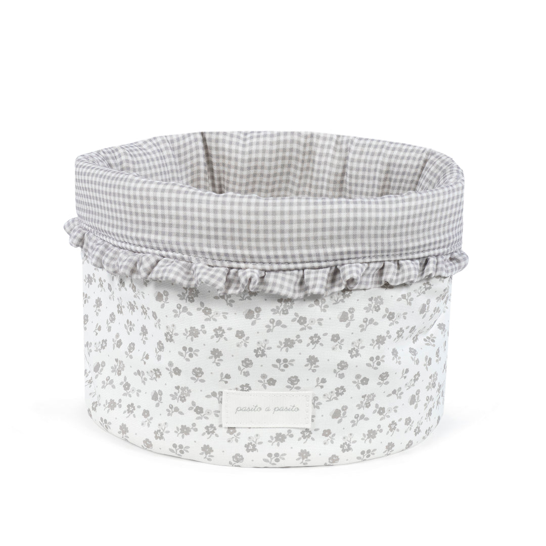 Pasito a Pasito - Organiser Basket - Little Bloom Flowers Grey - Mabel & Fox