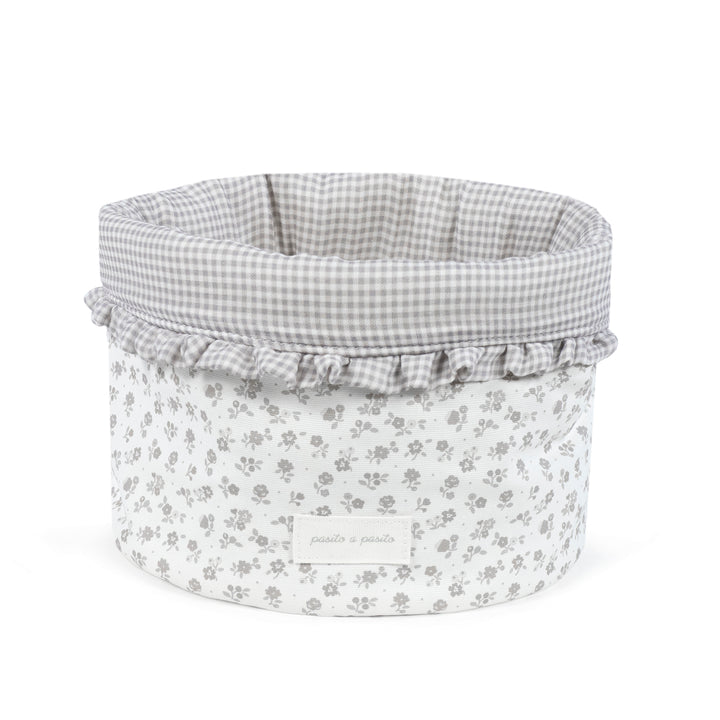 Pasito a Pasito - Organiser Basket - Little Bloom Flowers Grey - Mabel & Fox