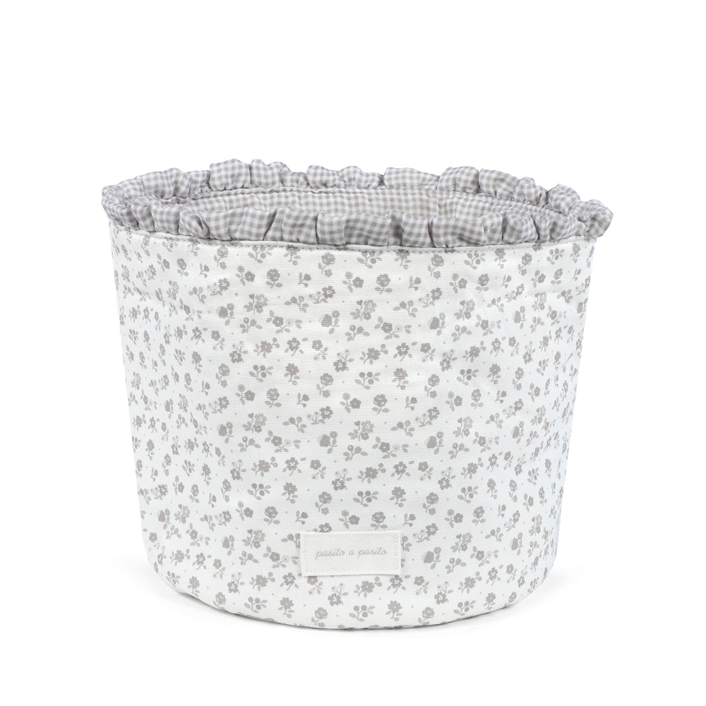 Pasito a Pasito - Organiser Basket - Little Bloom Flowers Grey - Mabel & Fox