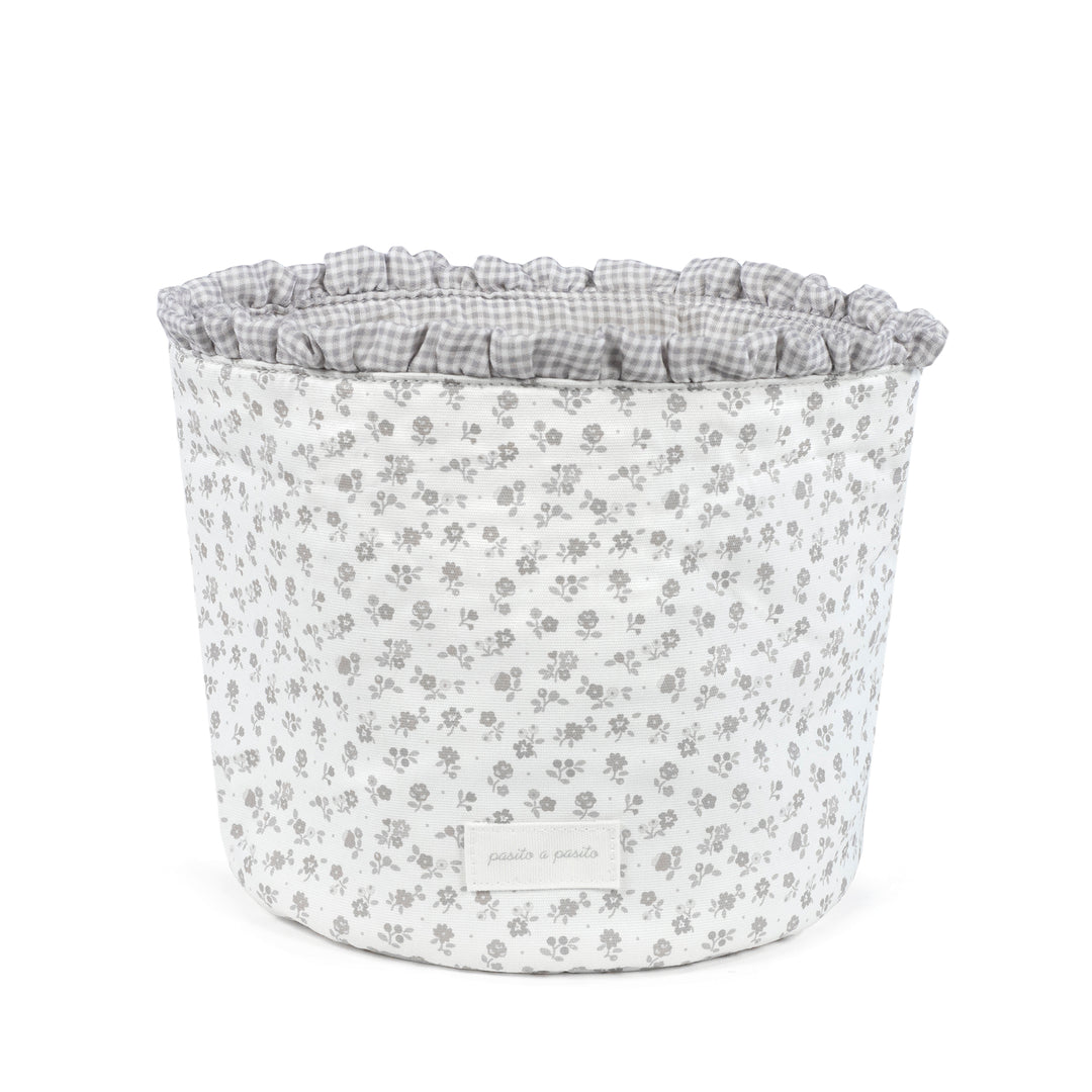 Pasito a Pasito - Organiser Basket - Little Bloom Flowers Grey - Mabel & Fox