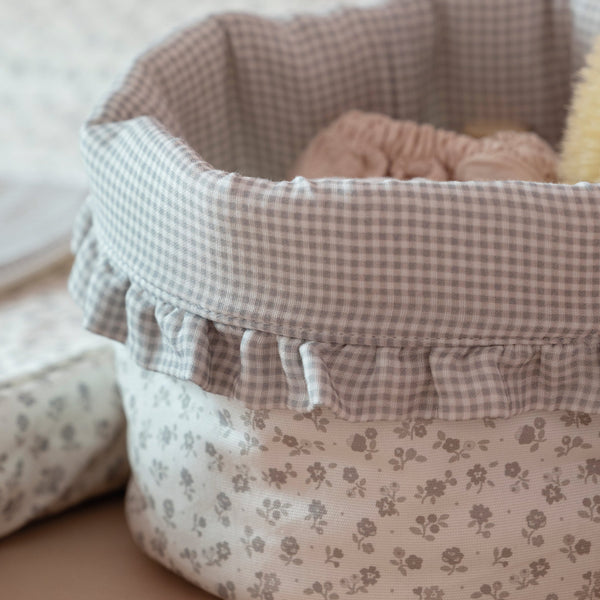Pasito a Pasito - Organiser Basket - Little Bloom Flowers Grey - Mabel & Fox