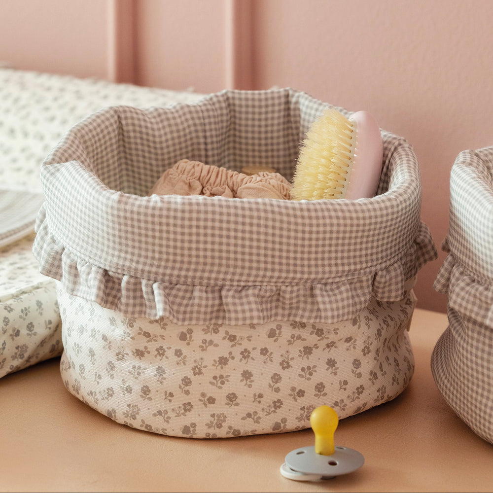Pasito a Pasito - Organiser Basket - Little Bloom Flowers Grey - Mabel & Fox