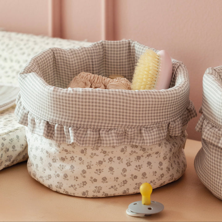 Pasito a Pasito - Organiser Basket - Little Bloom Flowers Grey - Mabel & Fox
