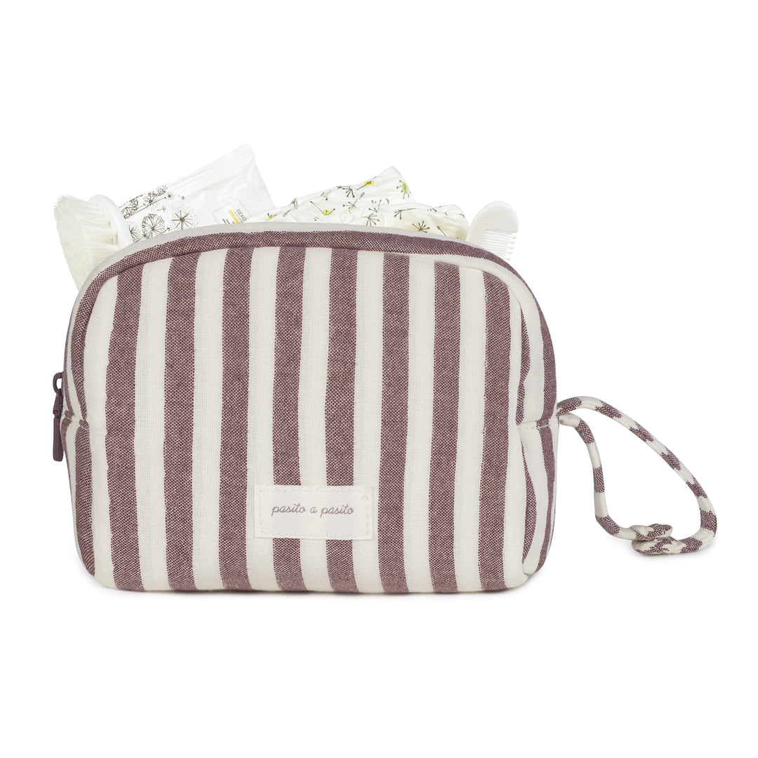 Pasito a Pasito - Toiletry Bag - Cherry Stripes - Mabel & Fox