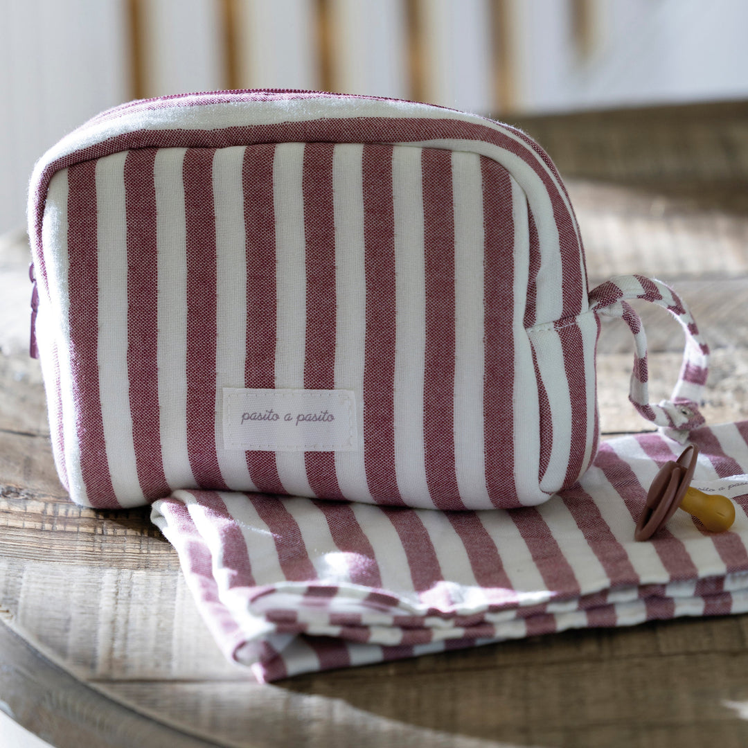 Pasito a Pasito - Toiletry Bag - Cherry Stripes - Mabel & Fox