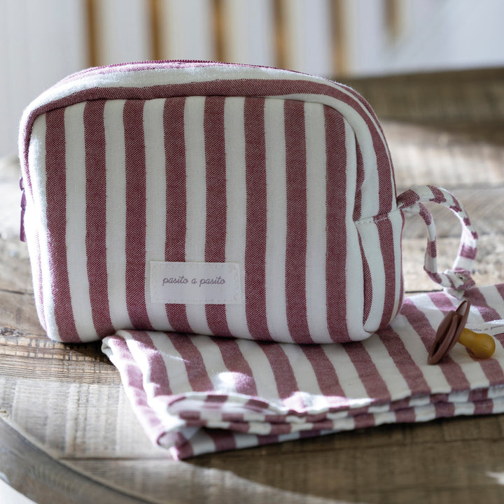 Pasito a Pasito - Toiletry Bag - Cherry Stripes - Mabel & Fox