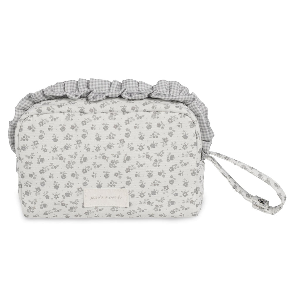 Pasito a Pasito - Toiletry Bag - Little Bloom Flowers Grey - Mabel & Fox