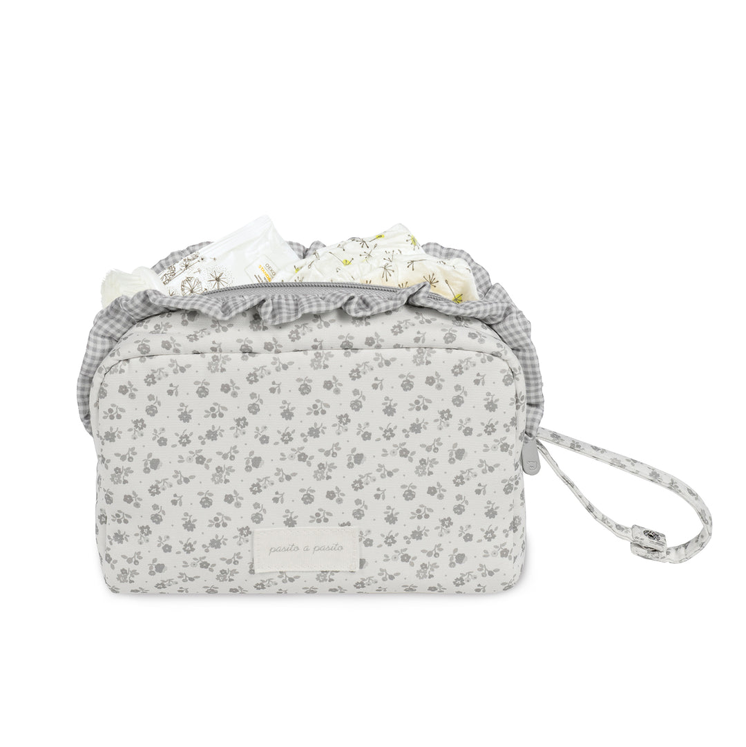 Pasito a Pasito - Toiletry Bag - Little Bloom Flowers Grey - Mabel & Fox