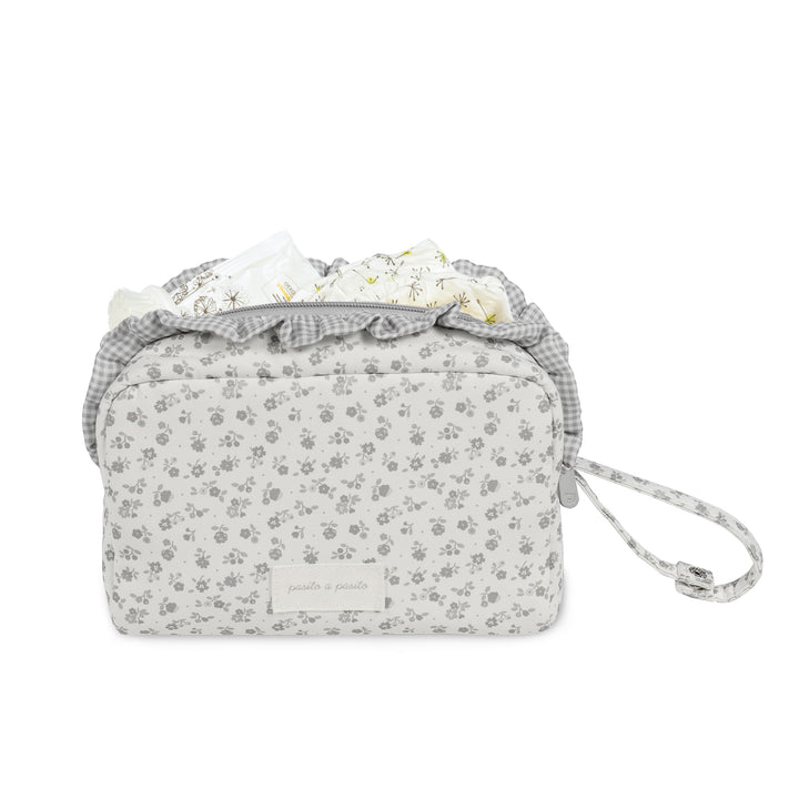 Pasito a Pasito - Toiletry Bag - Little Bloom Flowers Grey - Mabel & Fox