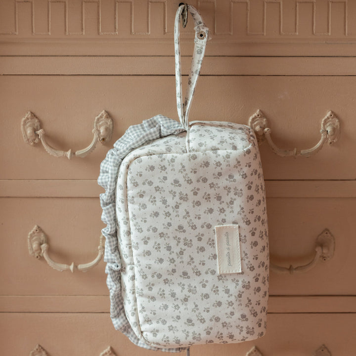 Pasito a Pasito - Toiletry Bag - Little Bloom Flowers Grey - Mabel & Fox
