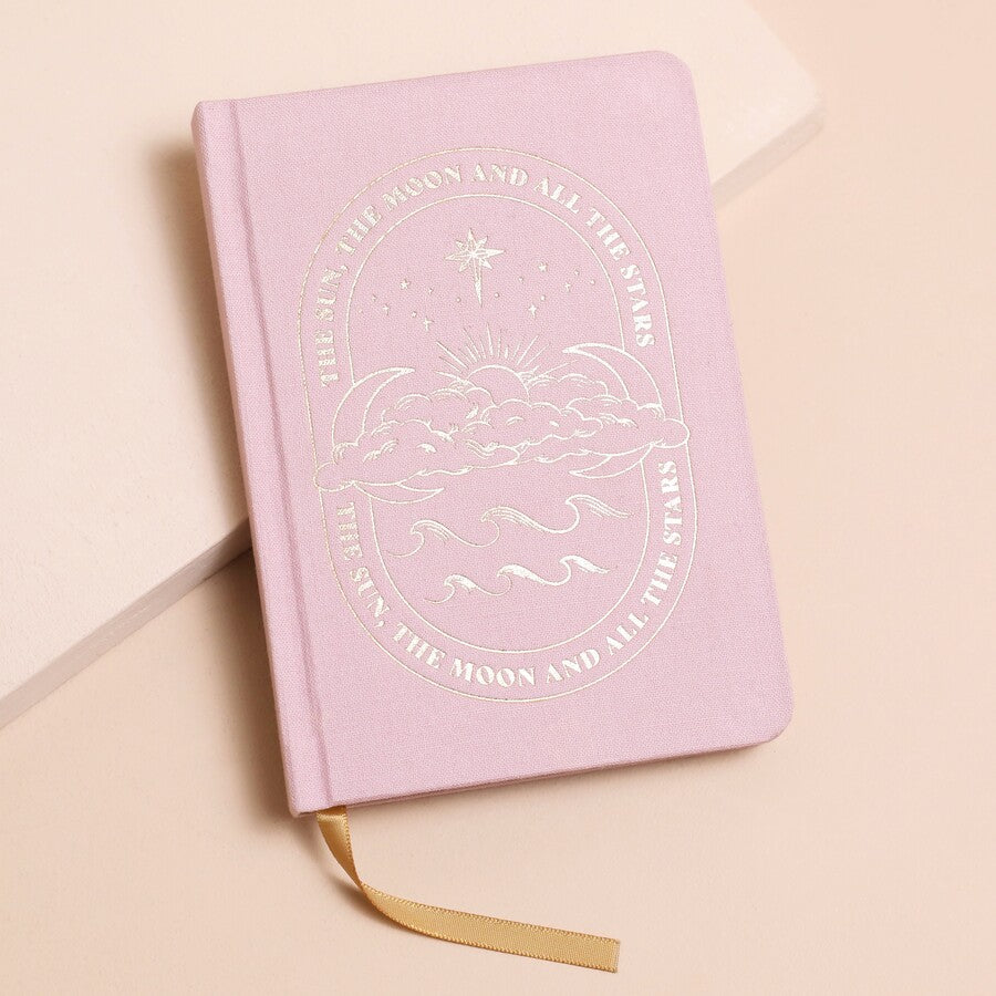 Lisa Angel - Fabric Notebook - Pink Sun and Moon
