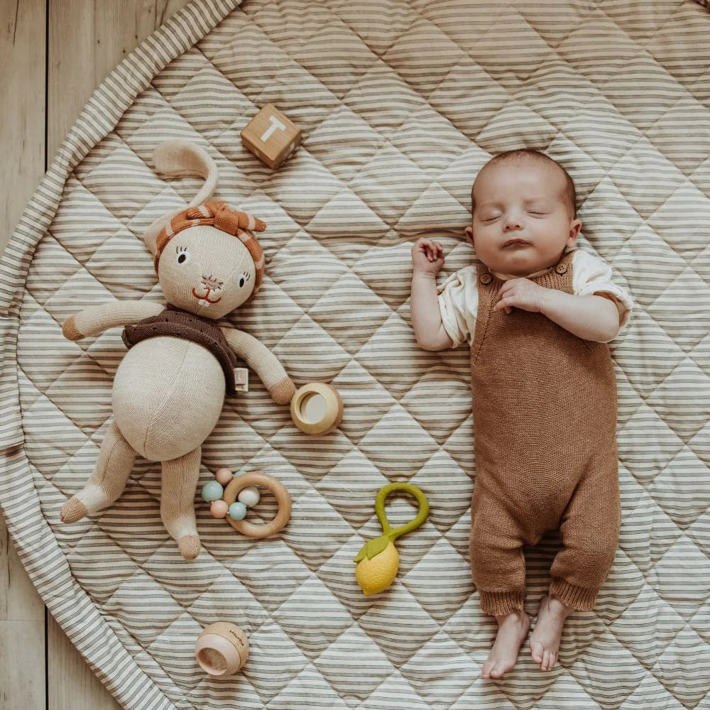 Play & Go - Soft Organic Playmat - Blue Stripes - Mabel & Fox