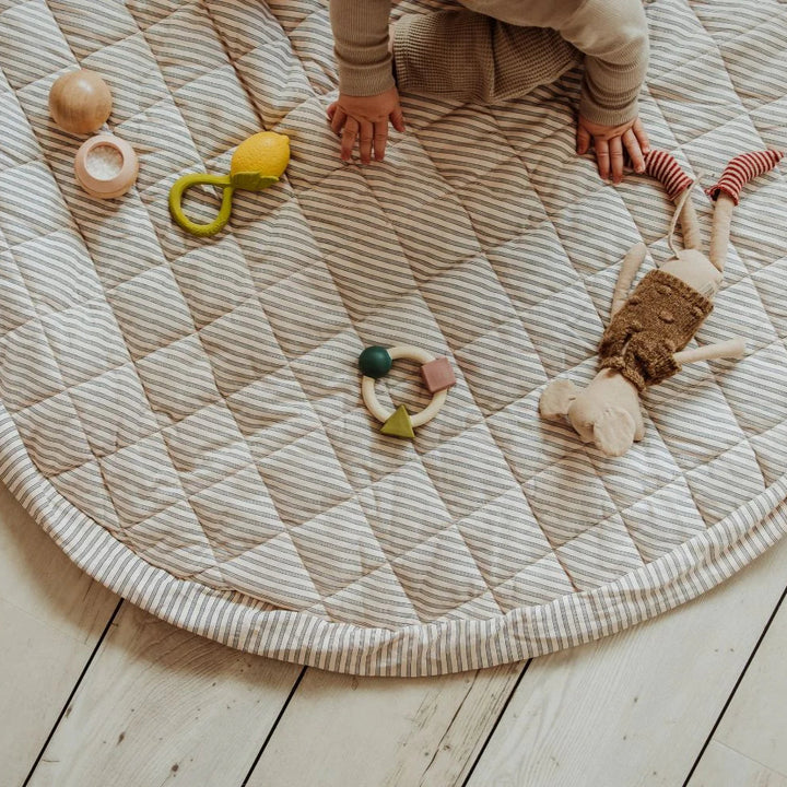 Play & Go - Soft Organic Playmat - Blue Stripes - Mabel & Fox