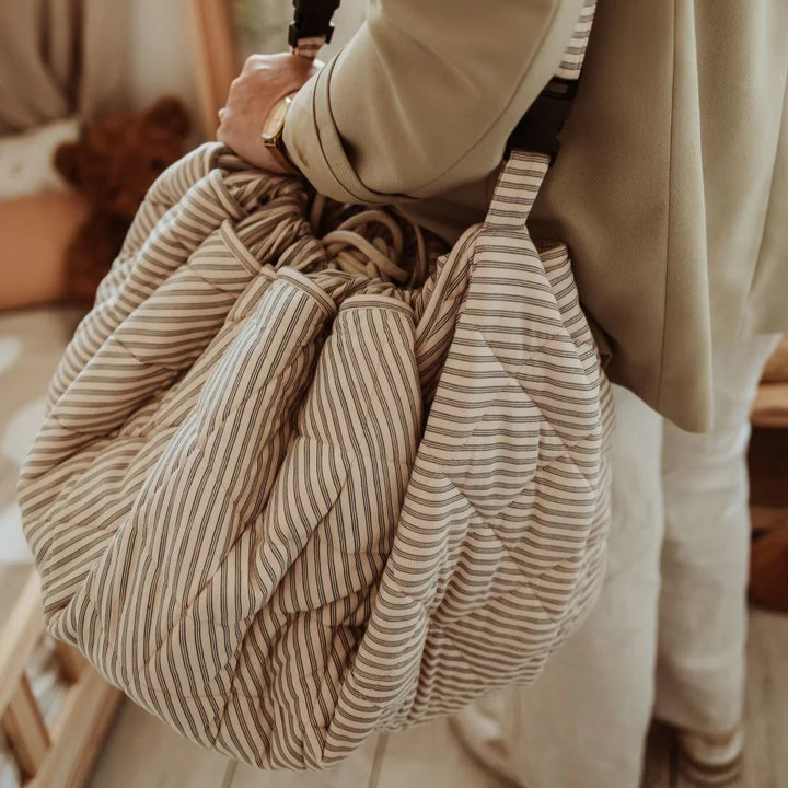 Play & Go - Soft Organic Playmat - Blue Stripes - Mabel & Fox