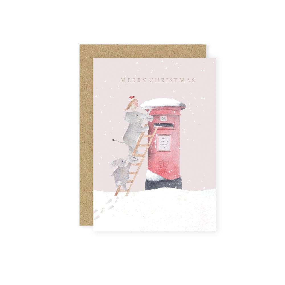Little Roglets - Christmas Card - Post box Merry Christmas