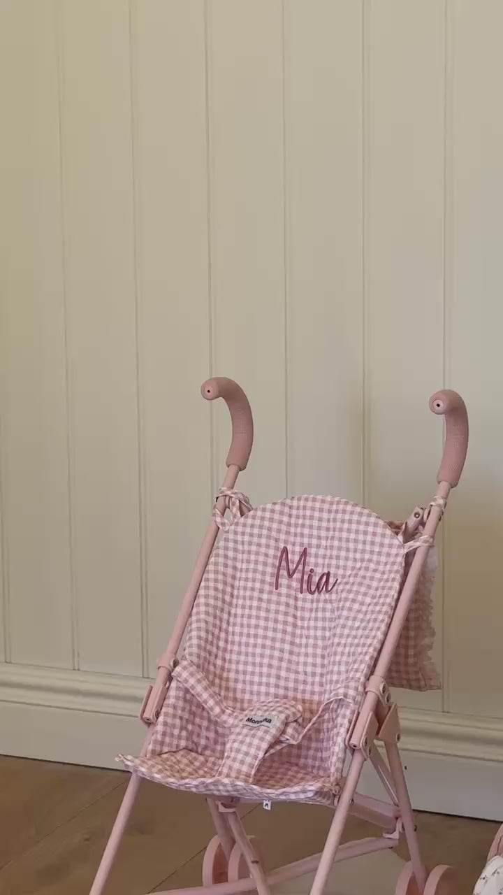 Tutete - Personalised Gingham Doll Stroller - Vichy