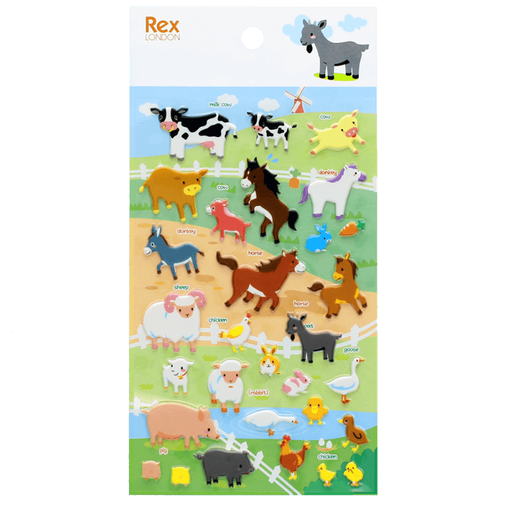 Rex London - 3D Puffy Stickers - Farm Animals - Mabel & Fox