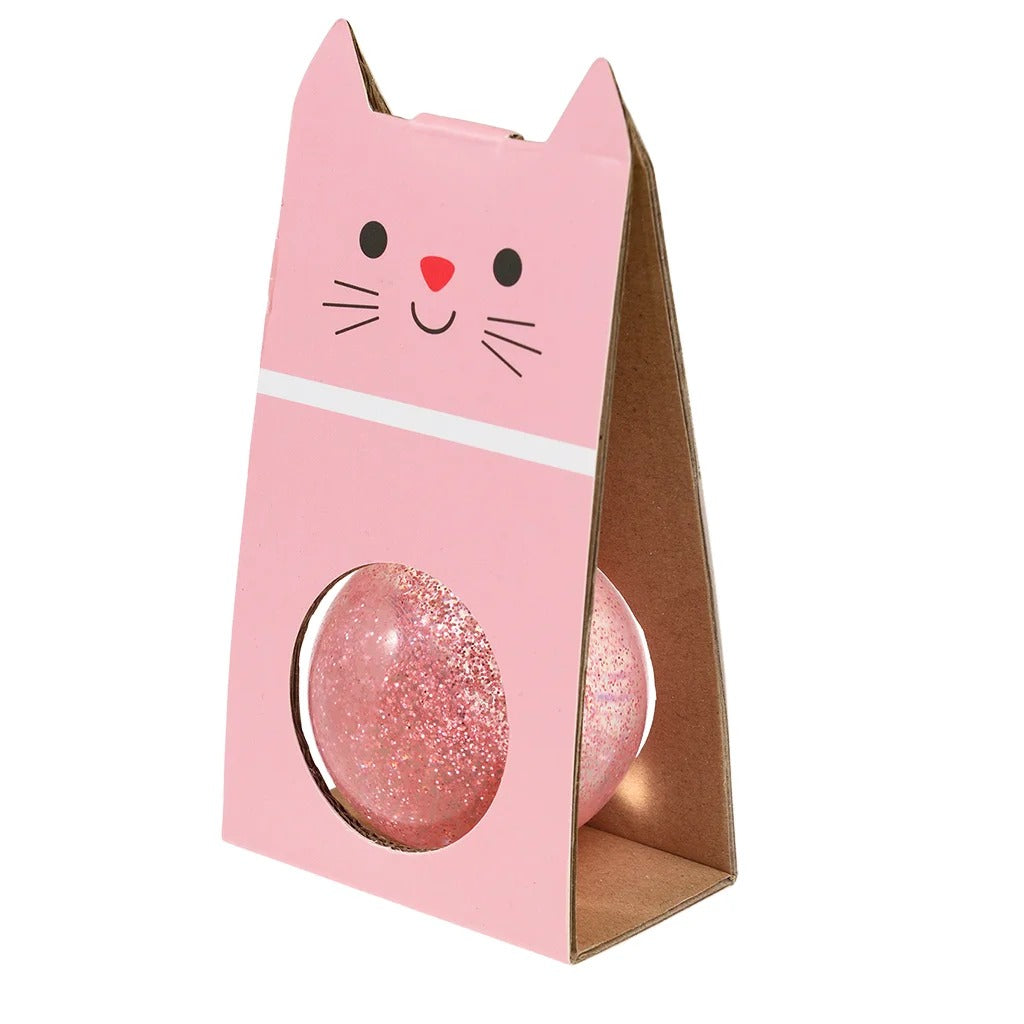 Rex London - Glitter Bouncy Ball - Pink Cat - Mabel & Fox