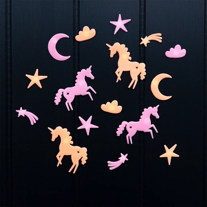 Rex London - Glow In The Dark Stick-On Shapes (Box Of 24) - Unicorns - Mabel & Fox