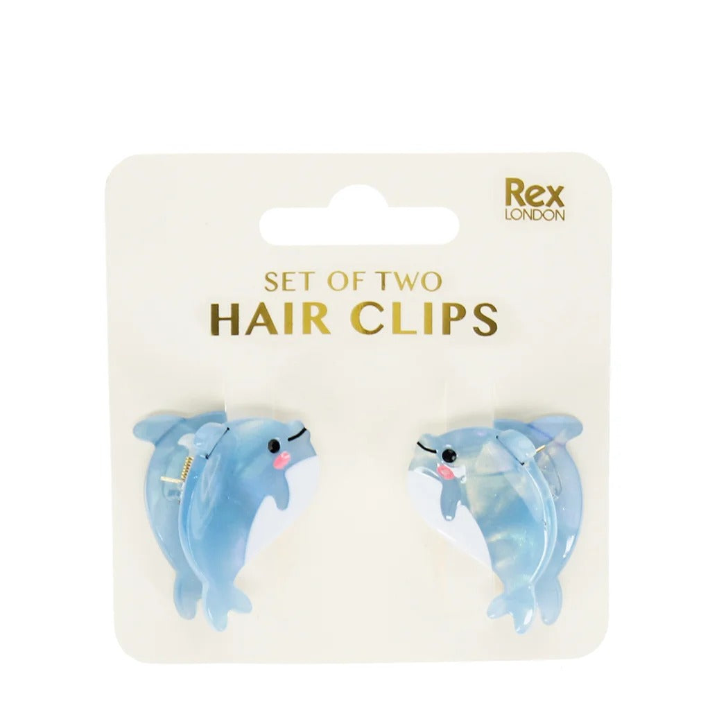 Rex London - Mini Hair Claw Clips (Set Of 2) - Dolphins - Mabel & Fox