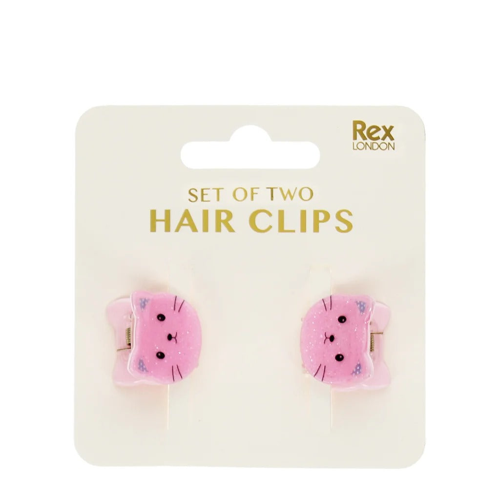 Rex London - Mini Hair Claw Clips (Set Of 2) - Pink Cats - Mabel & Fox