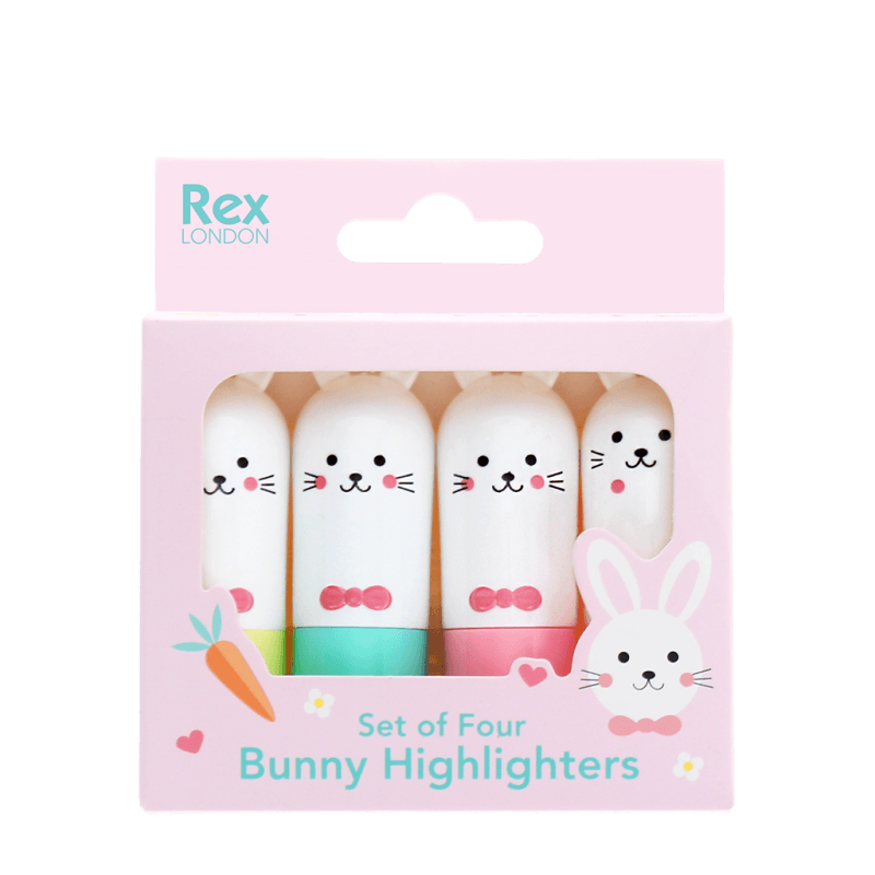 Rex London - Mini Highlighters - Bunny (4 Pack) - Mabel & Fox