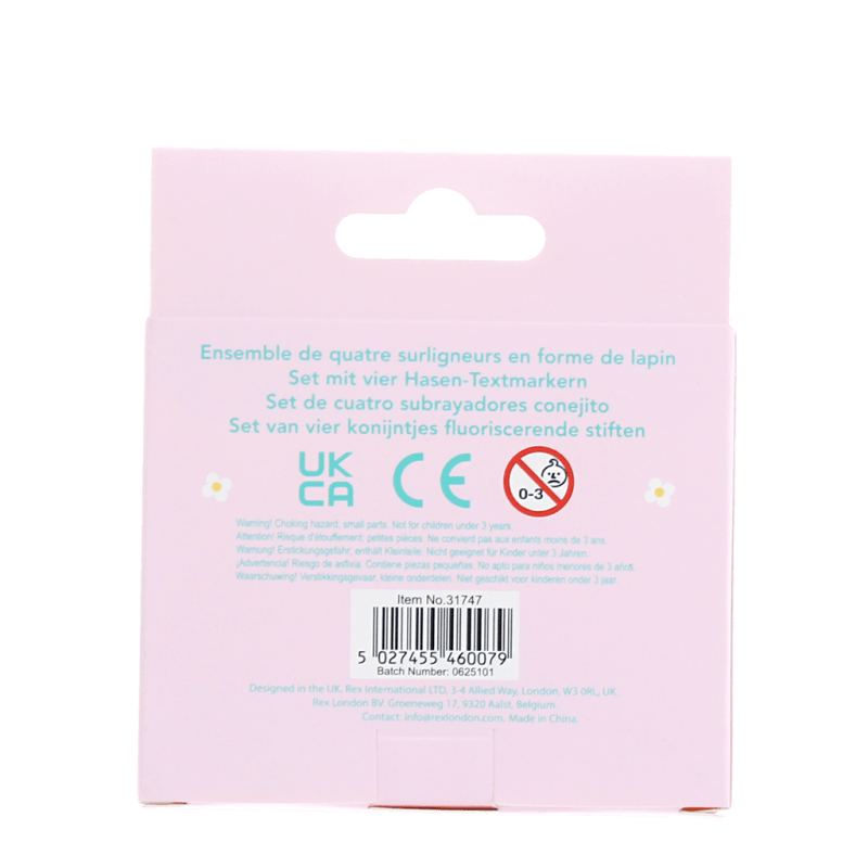 Rex London - Mini Highlighters - Bunny (4 Pack) - Mabel & Fox