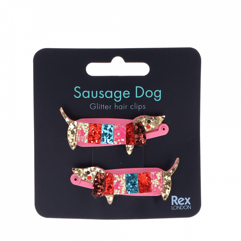Rex London - Sausage Dog Glitter Hair Clips - Mabel & Fox