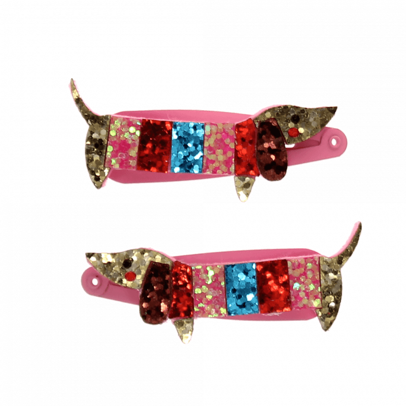Rex London - Sausage Dog Glitter Hair Clips - Mabel & Fox