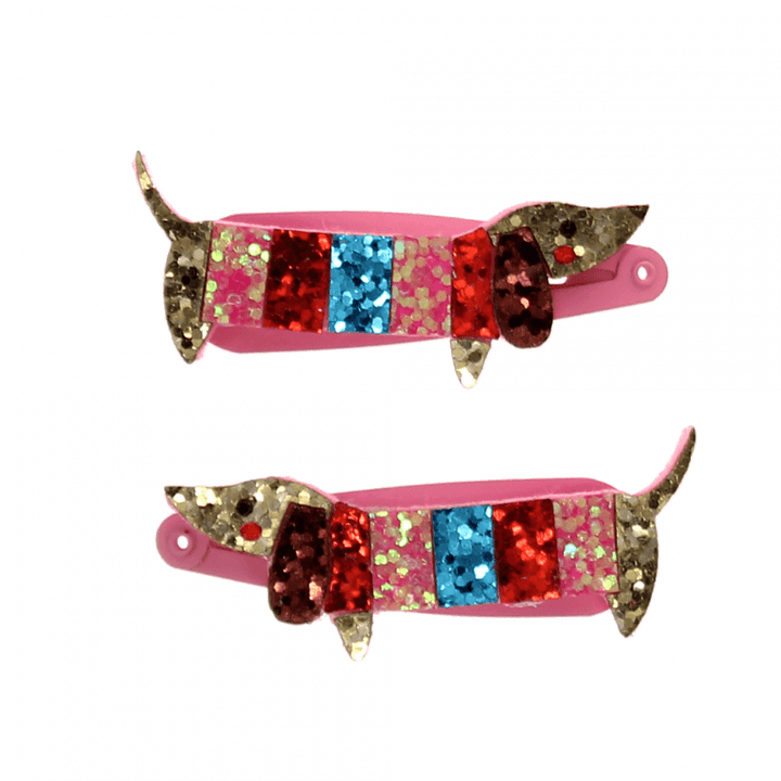 Rex London - Sausage Dog Glitter Hair Clips - Mabel & Fox