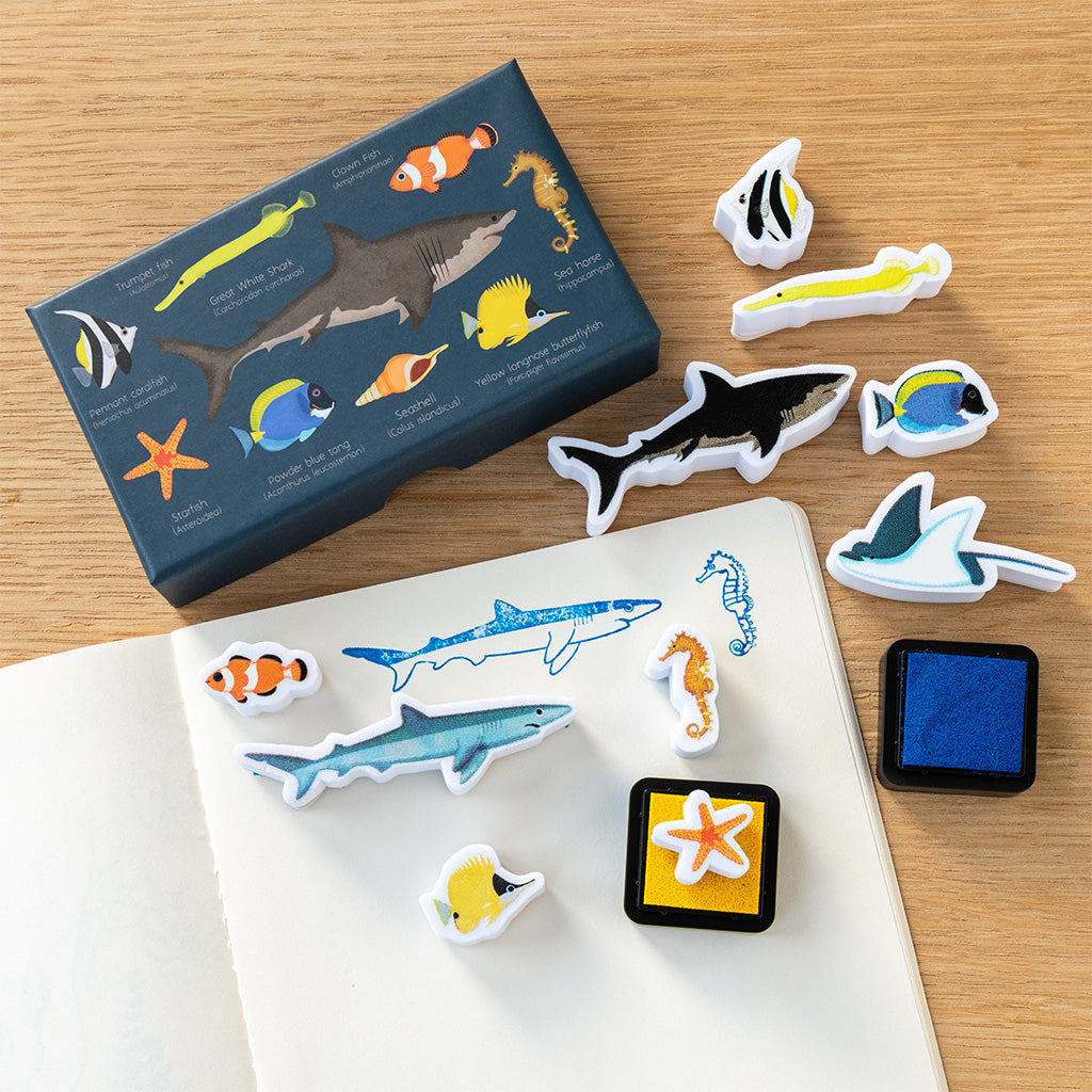 Rex London - Set Of Mini Stamps - Ocean Animals - Mabel & Fox