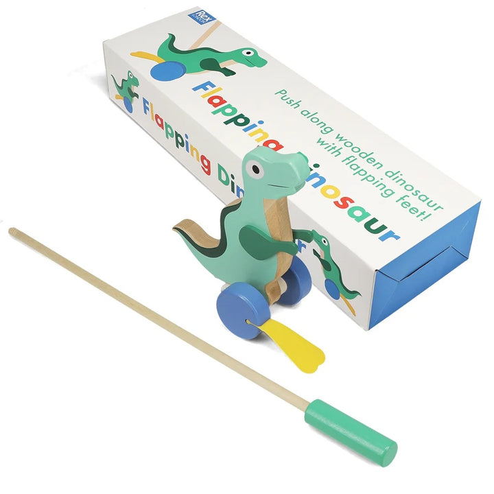 Rex London - Traditional Wooden Push Along- Flapping Dinosaur - Mabel & Fox