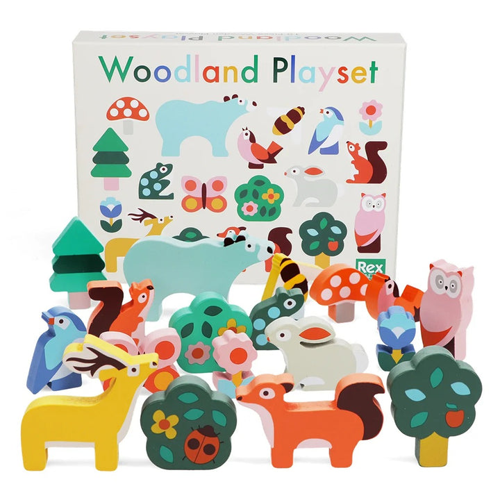 Rex London - Wooden Animal Playset - Woodland - Mabel & Fox