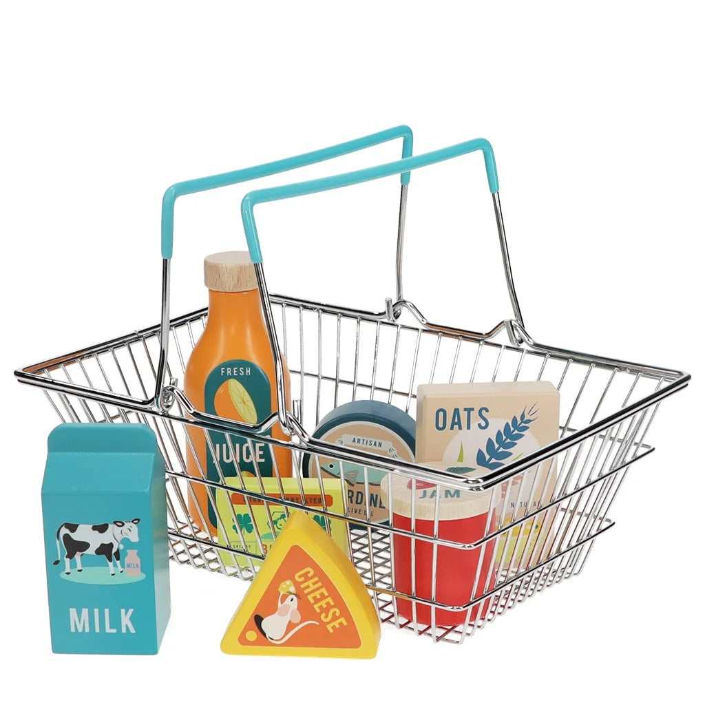 Rex London - Wooden Shopping Playset With Basket - Mabel & Fox