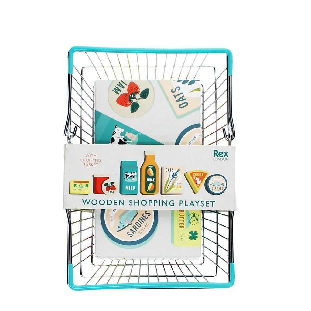 Rex London - Wooden Shopping Playset With Basket - Mabel & Fox