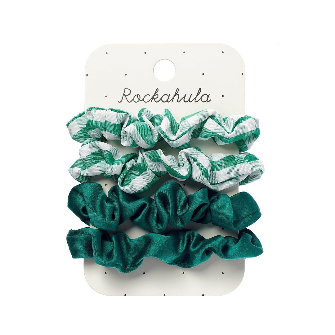 Rockahula - School Check & Satin Scrunchie Set - Green - Mabel & Fox