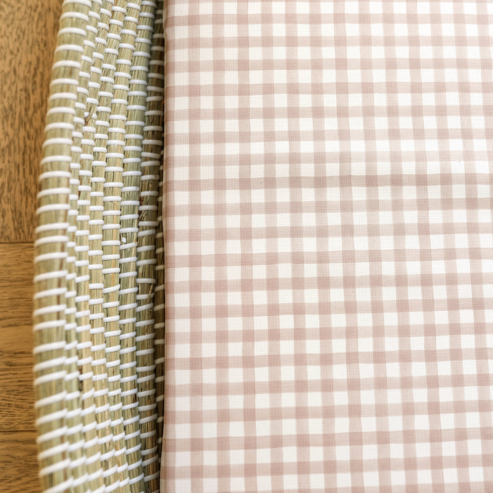 Mabel & Fox -  Basket Changing Mat - Blush Gingham - Mabel & Fox