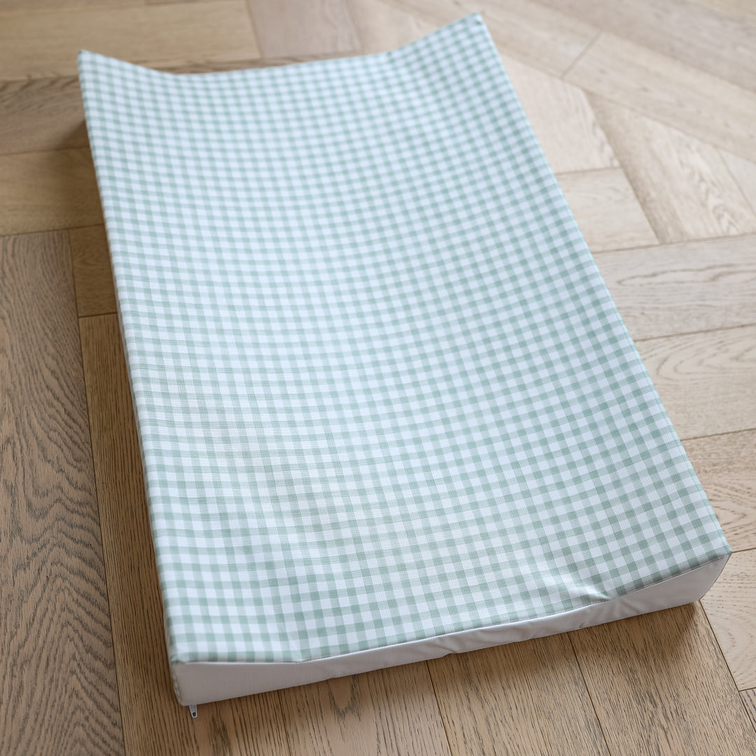 Mabel & Fox - Wedge Baby Changing Mat - Sage Gingham - Mabel & Fox