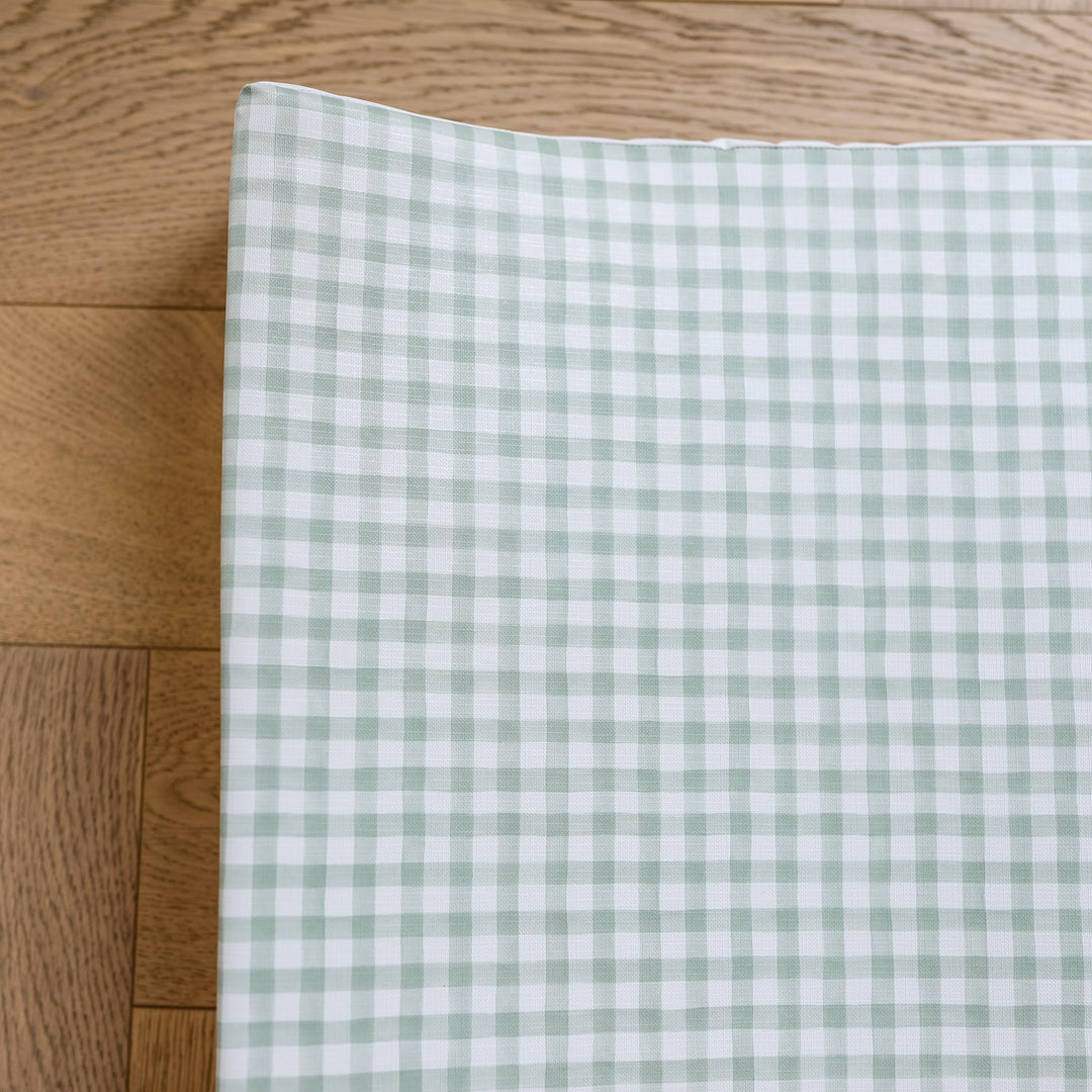 Mabel & Fox - Wedge Baby Changing Mat - Sage Gingham - Mabel & Fox
