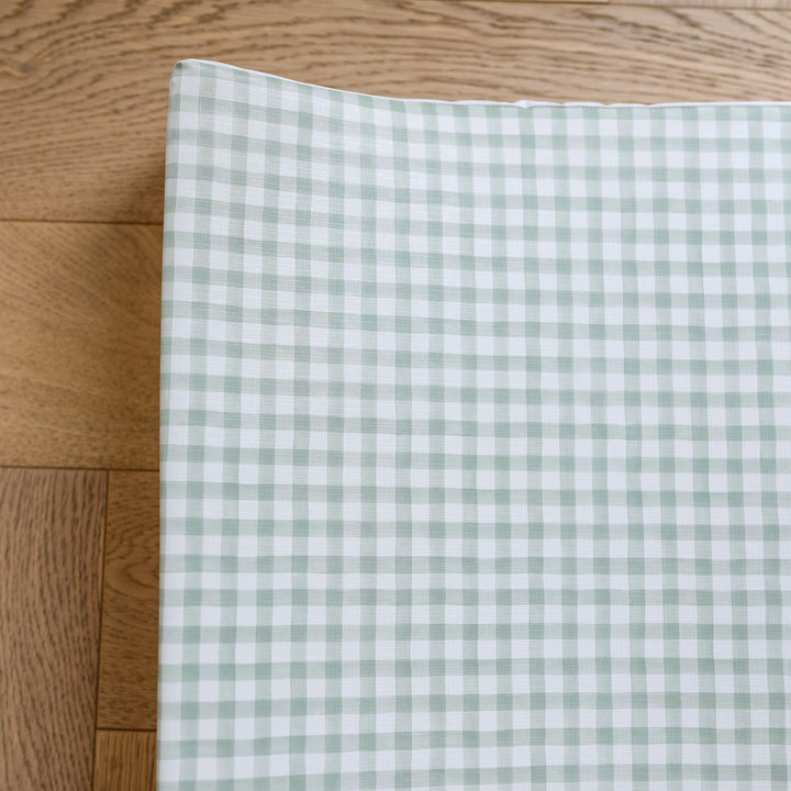 Mabel & Fox - Wedge Baby Changing Mat - Sage Gingham - Mabel & Fox