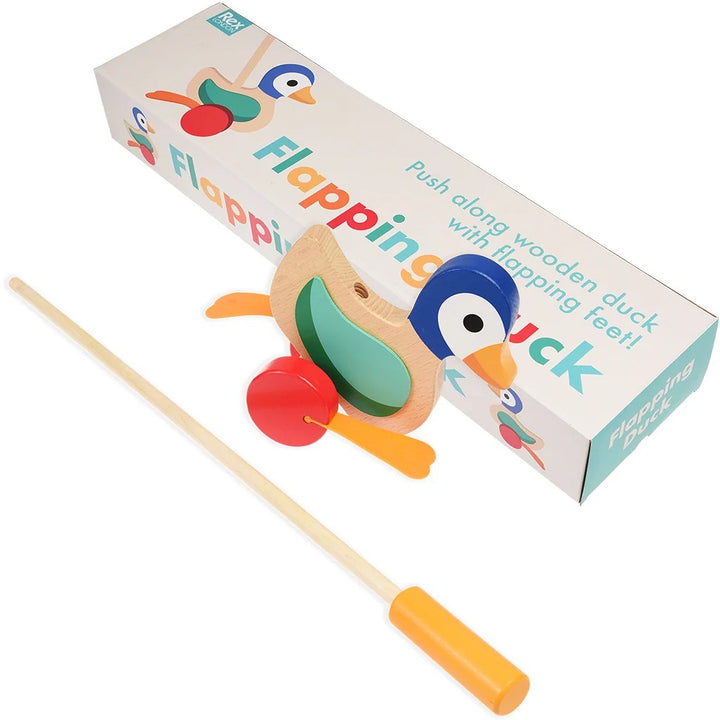 Rex London - Traditional Wooden Push Along - Flapping Duck - Mabel & Fox