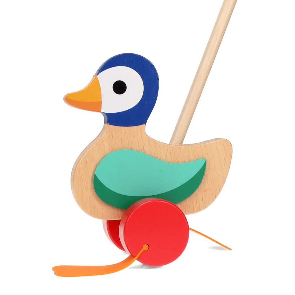 Rex London - Traditional Wooden Push Along - Flapping Duck - Mabel & Fox