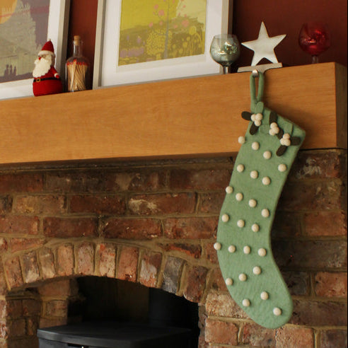 Fiona Walker - Felt Stocking - Mistletoe Pom-Pom Spotty