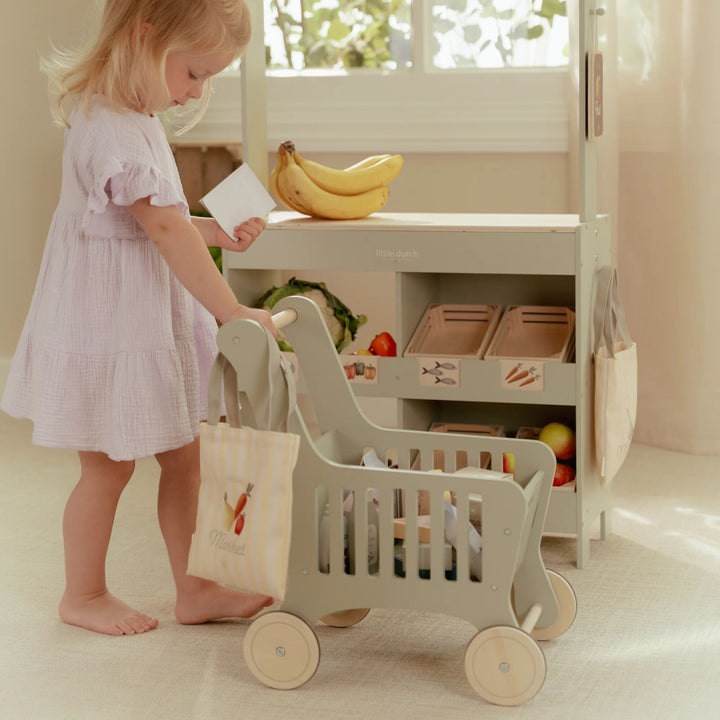 Little Dutch - Wooden Shopping Cart