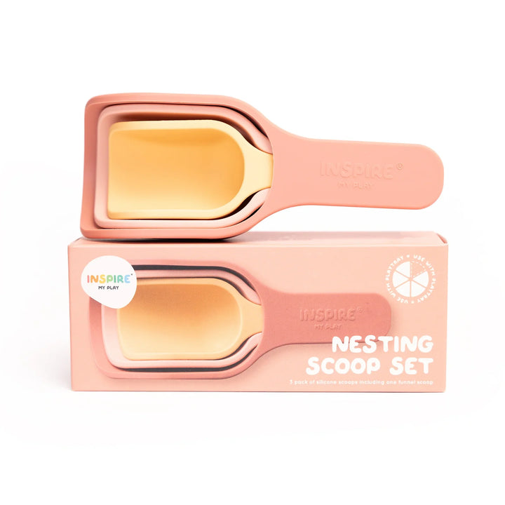 Inspire My Play - Nesting Scoop Set - Coral/Yellow - Mabel & Fox
