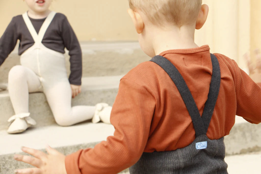 Silly Silas - Footed Cotton Tights - Dark Grey Blend - Mabel & Fox