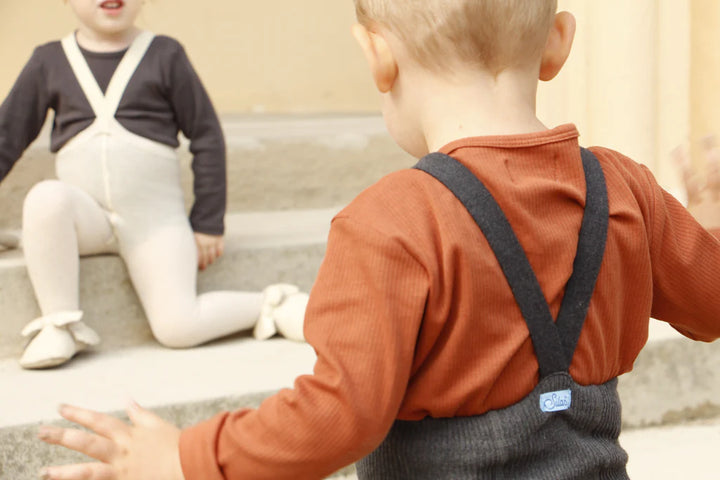 Silly Silas - Footed Cotton Tights - Dark Grey Blend - Mabel & Fox