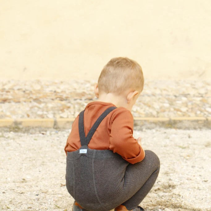 Silly Silas - Footed Cotton Tights - Dark Grey Blend - Mabel & Fox